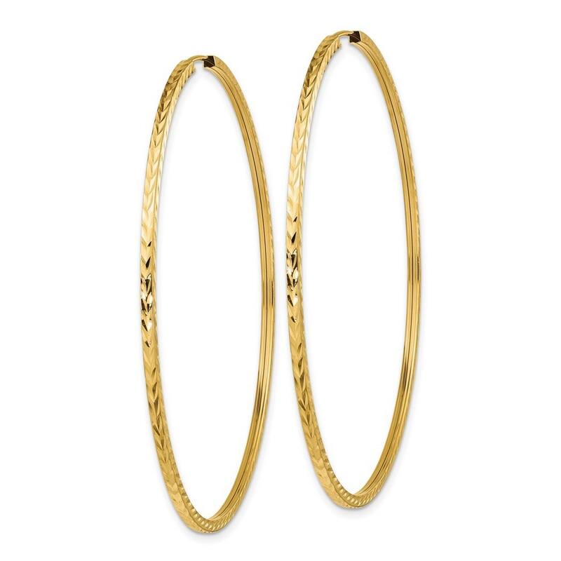 Curata 10k Yellow Gold Sparkle Cut Square Tube Endless Hoop Earrings - 59x59m
