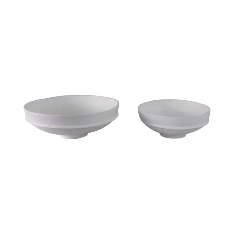 Pottery Ecomix Traditional Pedestal Bowls (Set of 2) - 6", 5" White - 16" x 16" x 6" - White - 16" x 16" x 6"