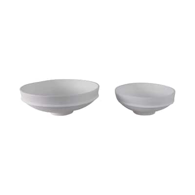 Pottery Ecomix Traditional Pedestal Bowls (Set of 2) - 6", 5" White - 16" x 16" x 6"