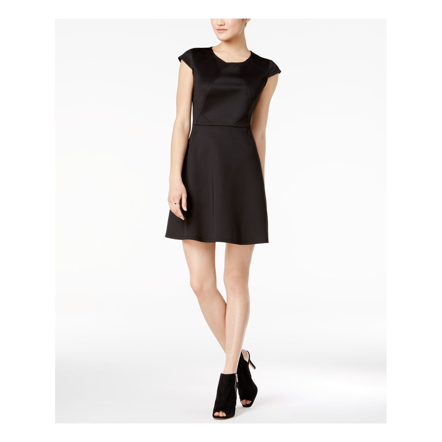 womens black fit and flare dress