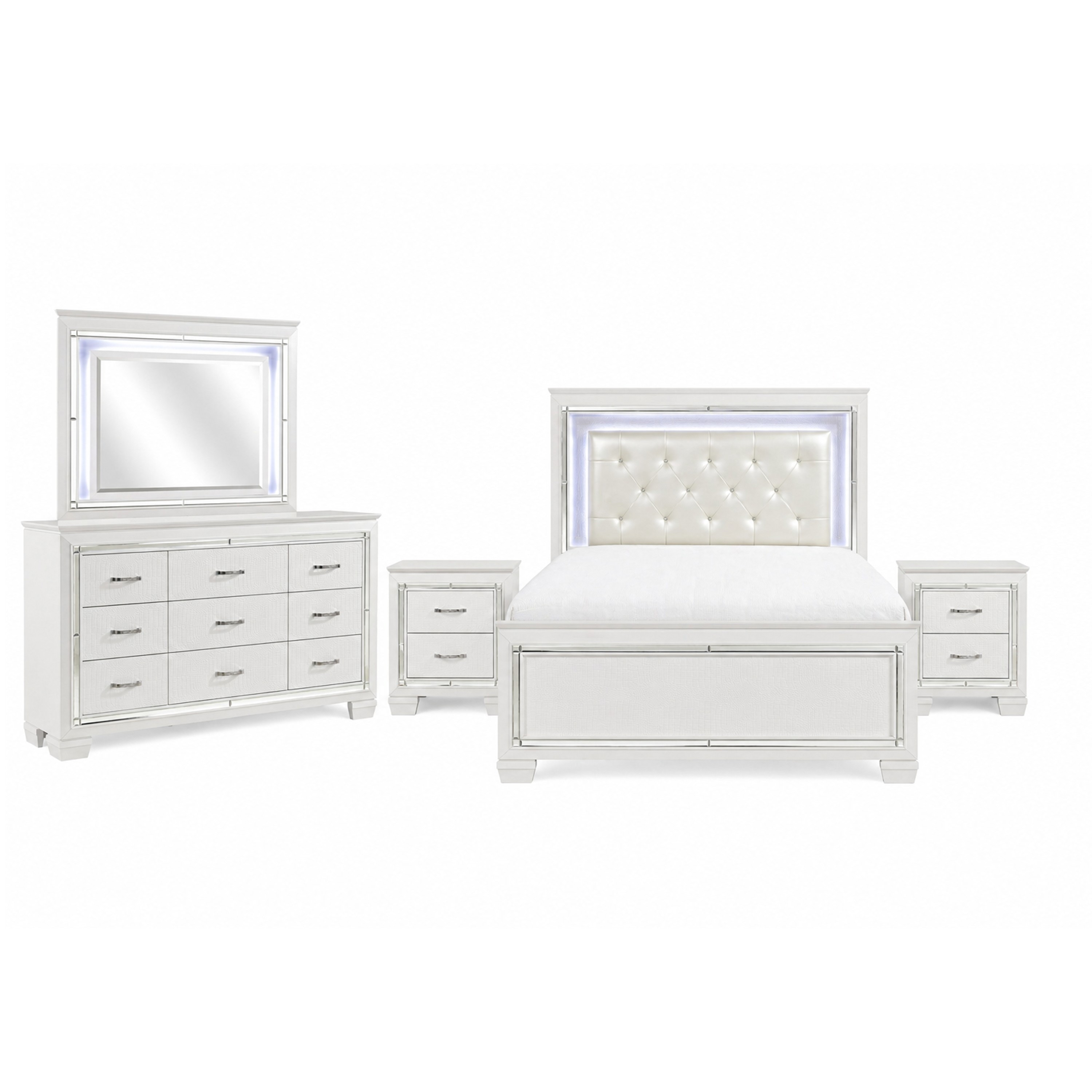 white nightstands and dresser Gustavus Nightstand in Antique Finish Eloquence Designed to keep your nightly essentials within reach yet out of sight Modern LED Upholstered Panel Bedroom