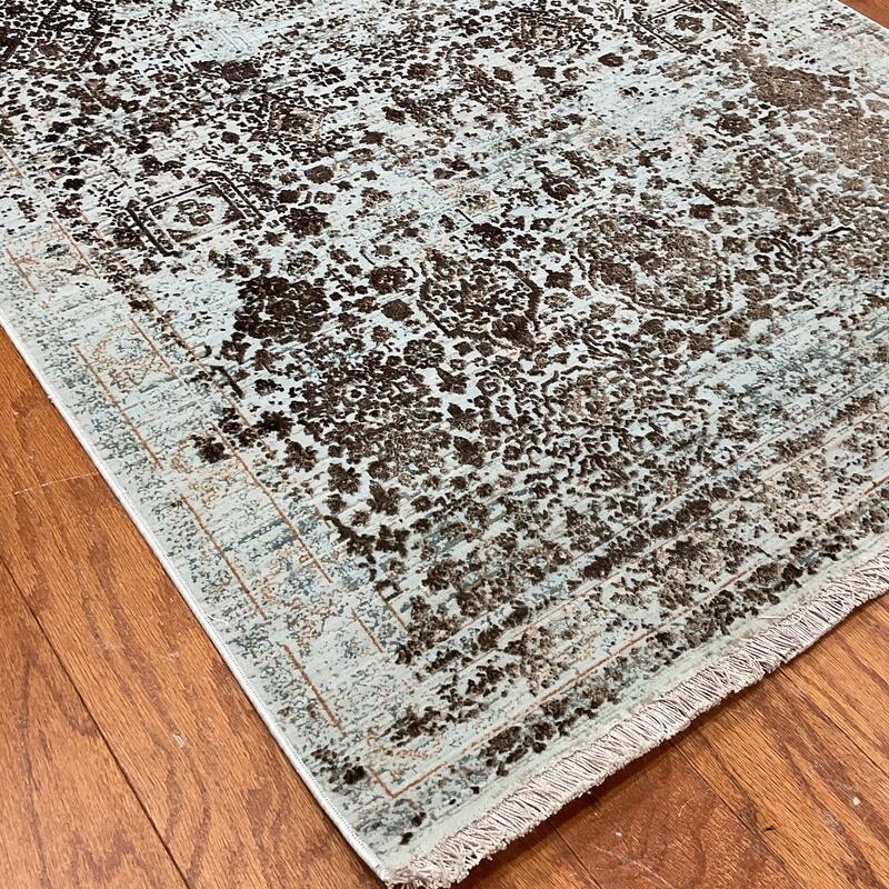 HERAT ORIENTAL Turkish Modern Erased Design Wool & Silk Rug - 2'7" x 4'11"