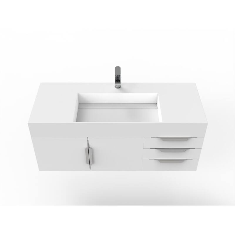 Amazon 48" Wall Mounted Bathroom Vanity Set with White Solid Surface Top