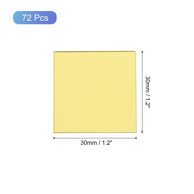 72Pcs Mosaic Mirror Tiles, Self-Adhesive Glass Stickers - Gold - 30x30mm