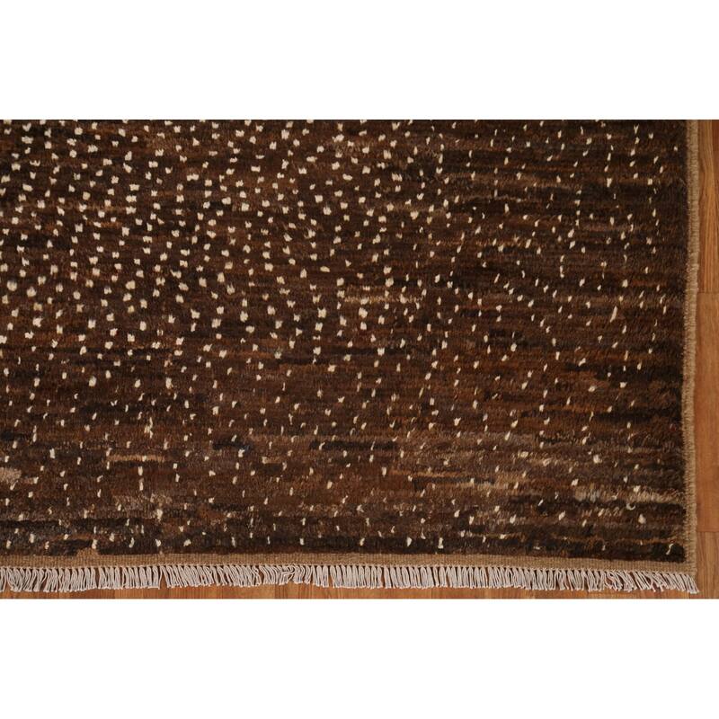 Brown Tribal Moroccan Oriental Area Rug Hand-knotted Wool Carpet - 5'11" x 9'0"