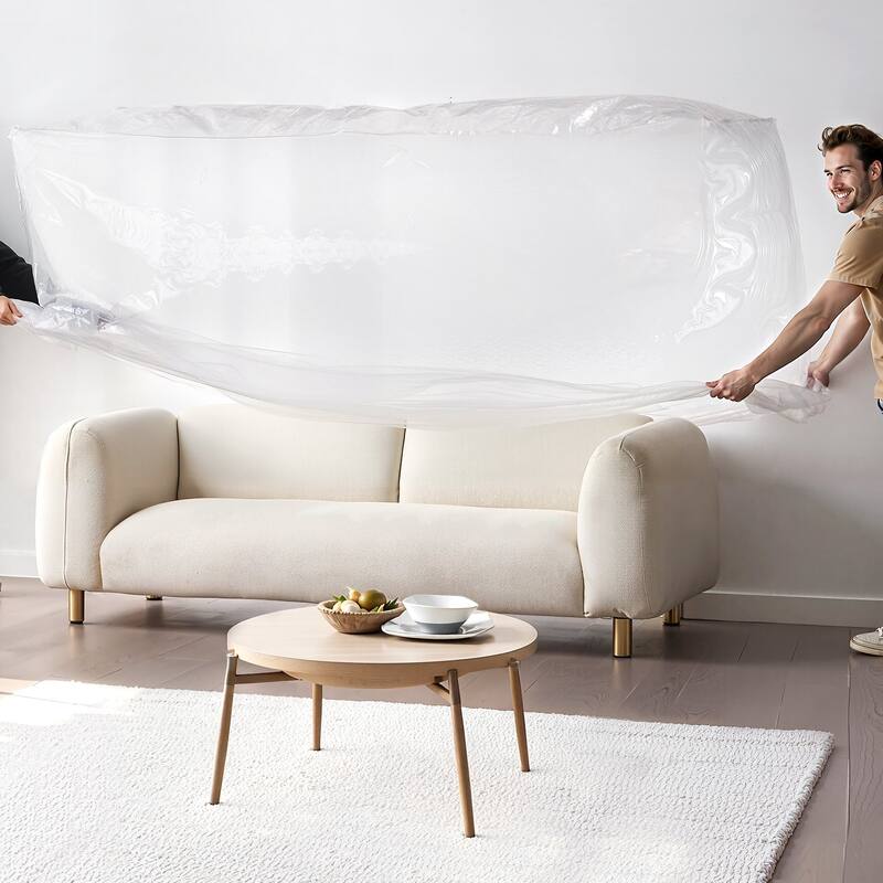 Large Plastic Couch Protector 4 Mil LDPE Furniture Cover for Storage Moving or Renovation - Transparent - 92 x 62 x 42 inch