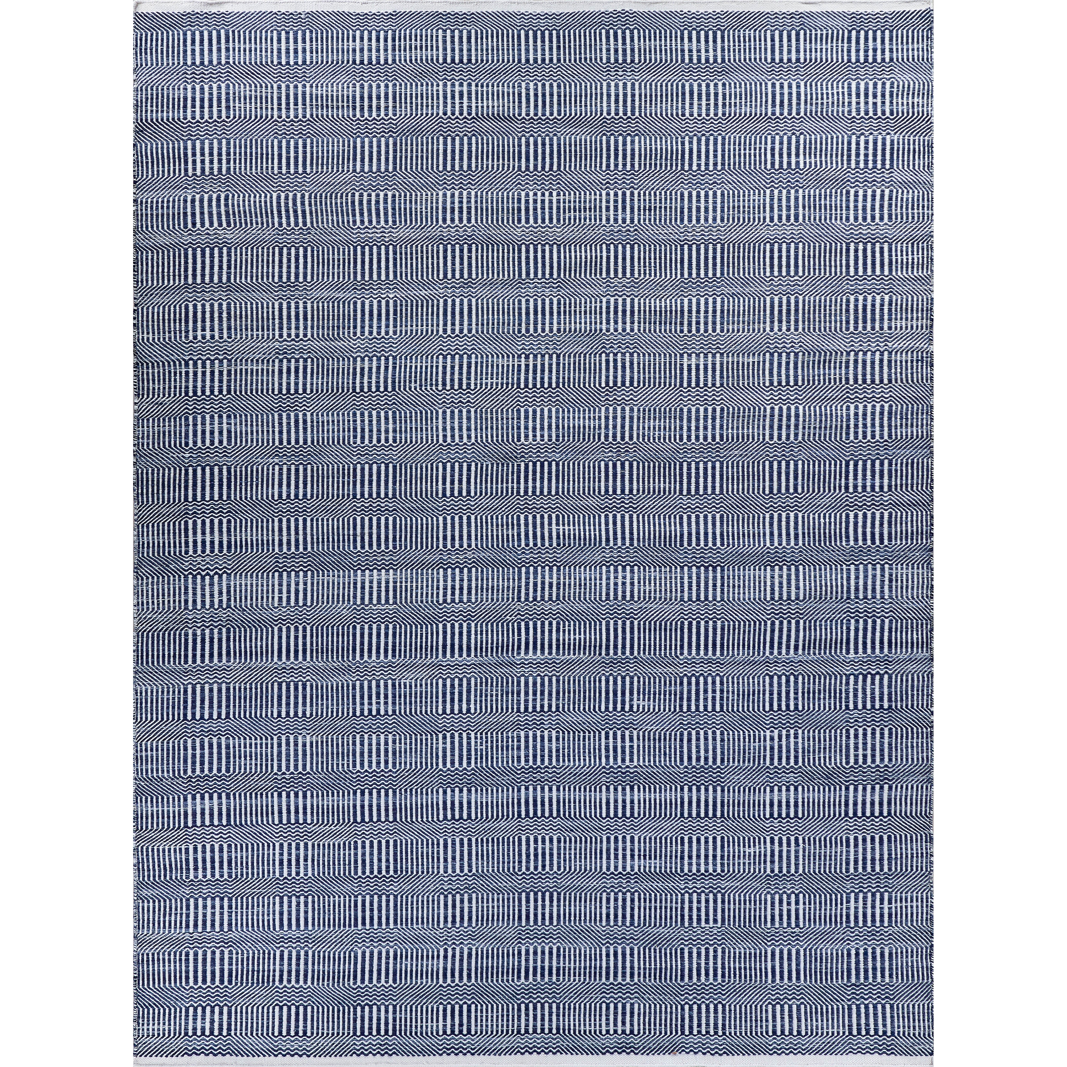 EXQUISITE RUGS Naples Indoor/Outdoor Flatweave PET yarn Ivory/Blue Area Rug.