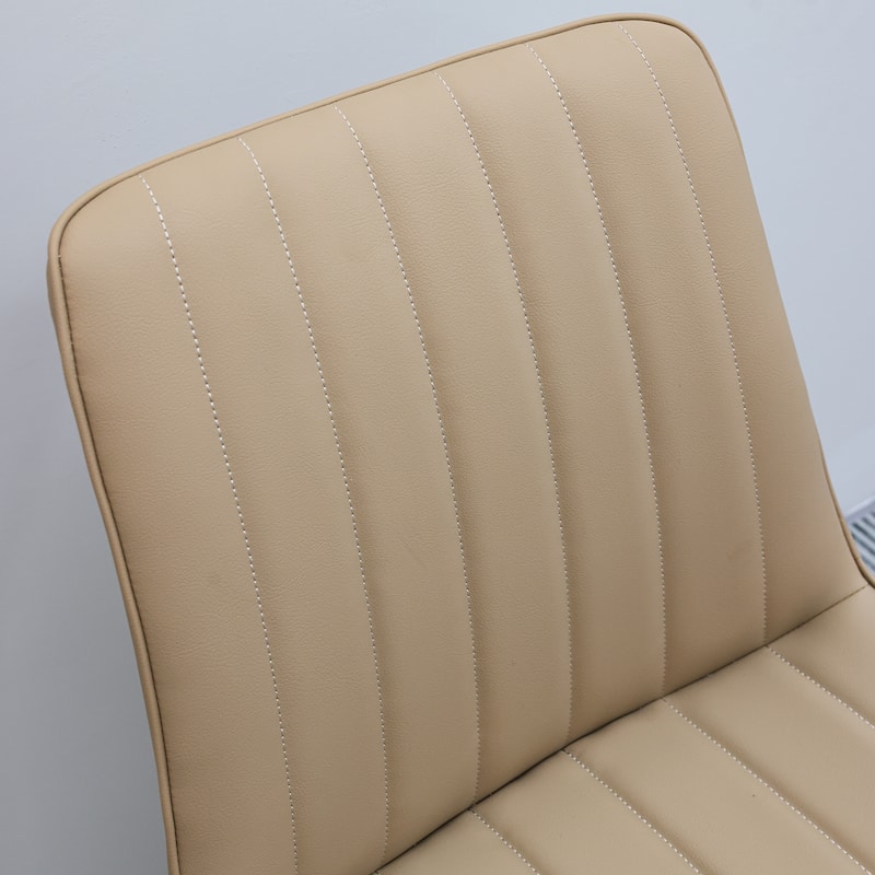 PU Leather Dining Chair with Metal Legs, Wave Pattern Upholstered Armless Chair Set of 4 for Kitchen, Restaurant, Living