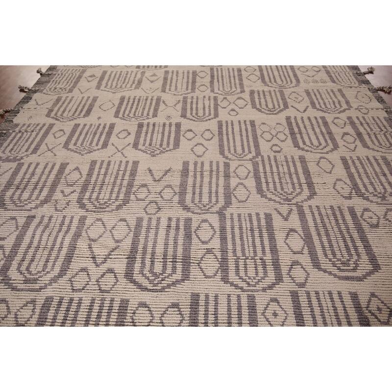 Modern Geometric Moroccan Large Area Rug Hand-Knotted Wool Carpet - 10'0"x 17'11"