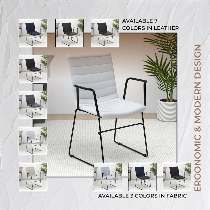 Zylar Ergonomic Guest Chair with Leather, Stainless Steel Base, High-Density Foam, Modern Design for Office or Waiting Room