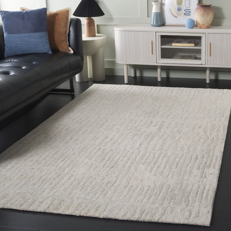 SAFAVIEH Handmade Ebony Venja Wool Rug - 8' x 10' - Rust/Grey