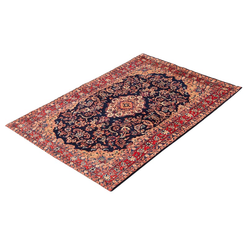 ECARPETGALLERY Hand-knotted Kayseri Vintage Navy Wool Rug - 4'5 x 6'9