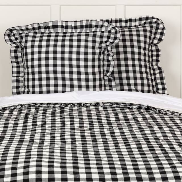 Annie Buffalo Check Euro Sham - Antique White/Country Black