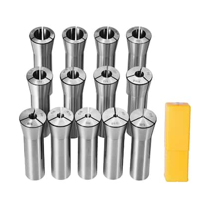 13 pcs Precision R8 Collet Set, 1/8'' - 7/8'', 45# Mill Collet Chuck 0.0012"/30μm TIR with 13 Labeled Storage Boxes - 13 pcs