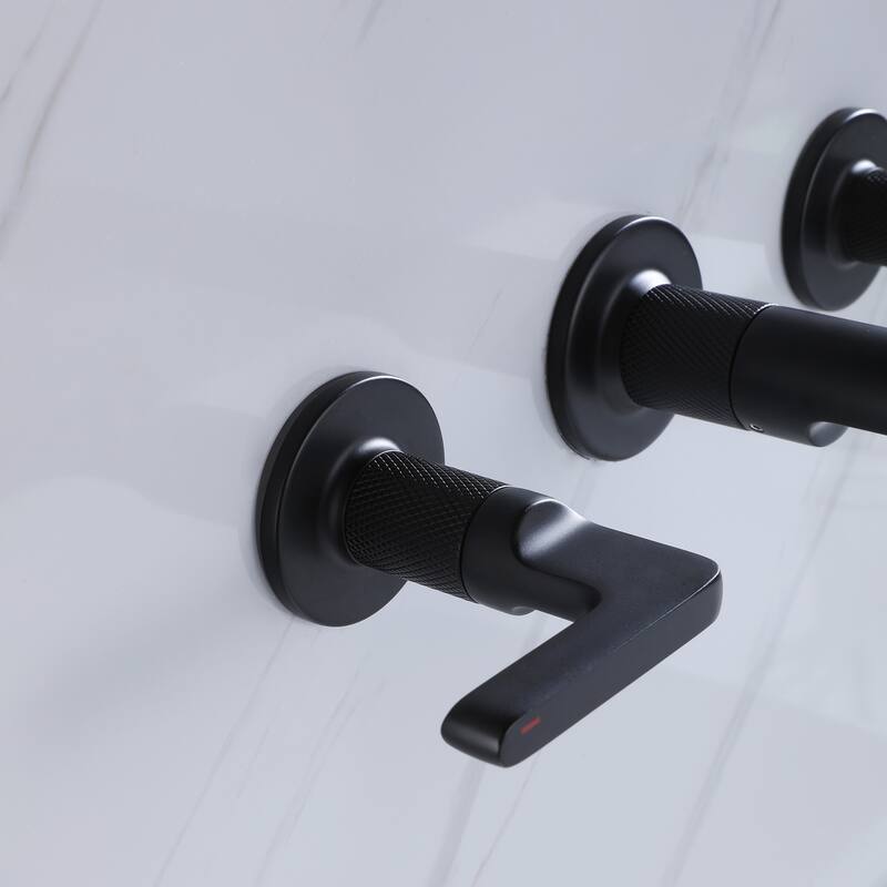 Two Handles Wall Mounted widespread Bathroom Faucet