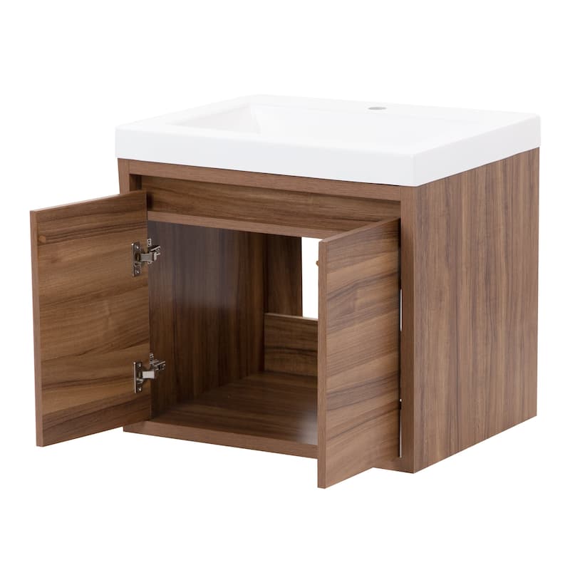 Kelby 24.5" 2-Door Floating Bathroom Vanity With White Sink Top