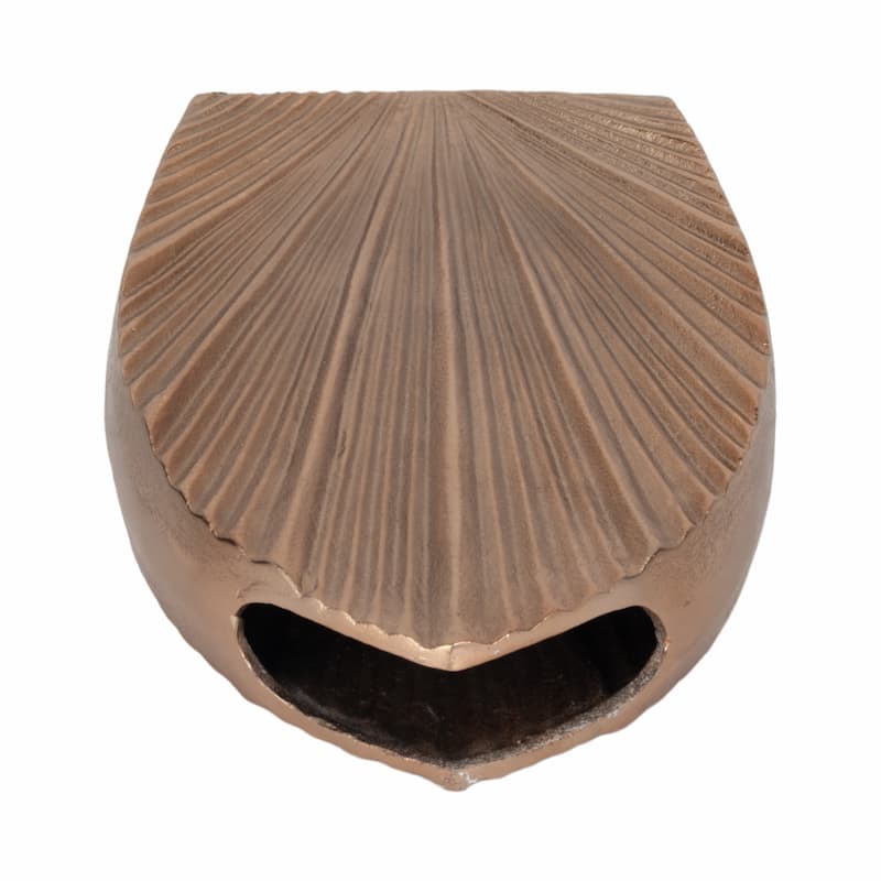 Decorative Metal Flower Vase With Grooved Detailing - Stylish Chic Home Accent Decor