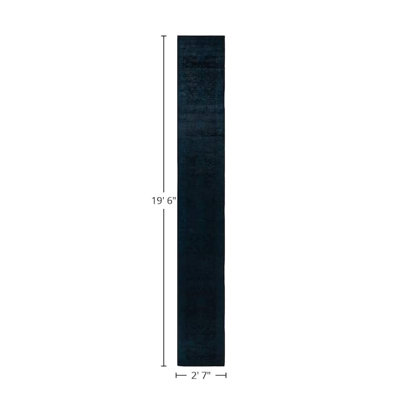 Overton Hand Knotted Wool Vintage Inspired Modern Contemporary Overdyed Black Runner Rug - 2' 7" x 19' 6"
