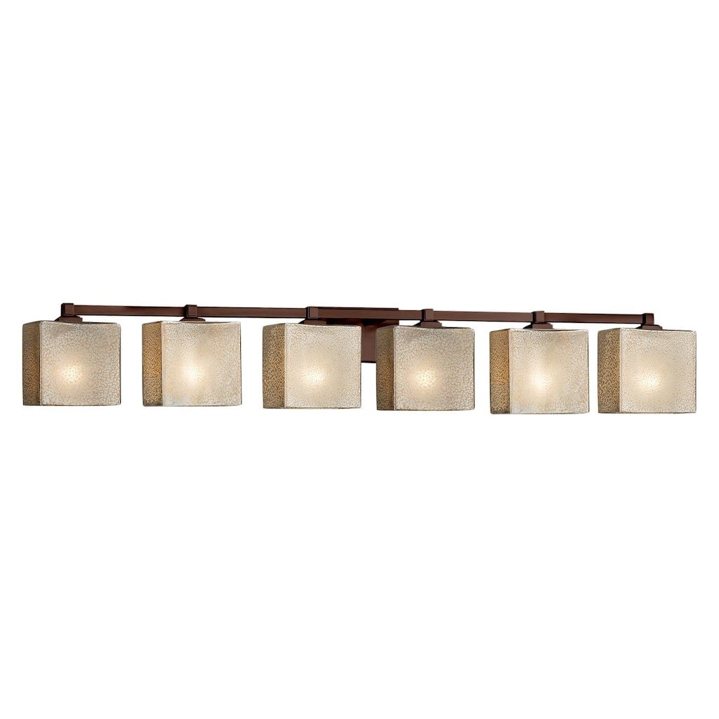Justice Design Fusion Regency 6-light Dark Bronze Bath Bar, Mercury Rectangle Shade