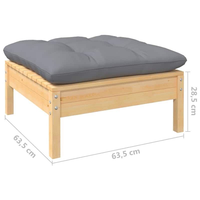 vidaXL Solid Pinewood Patio Lounge Set 10 Piece with Cushions Multi Colors - 25" x 25" x 24.6"