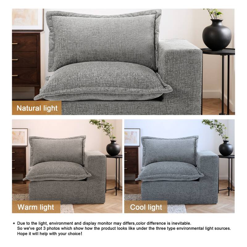 42"W Chenille Upholstered No Assembly Corner Chair