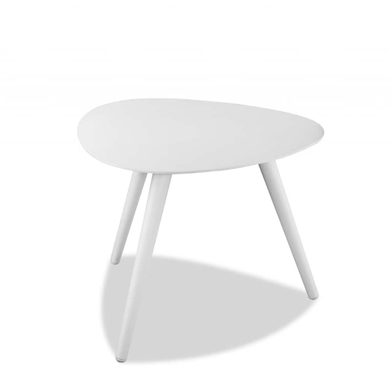 Contemporary 27” White Aluminum End Table with Minimalist 3-Leg Base for Living Rooms - 27”L x 24”W x 16”H