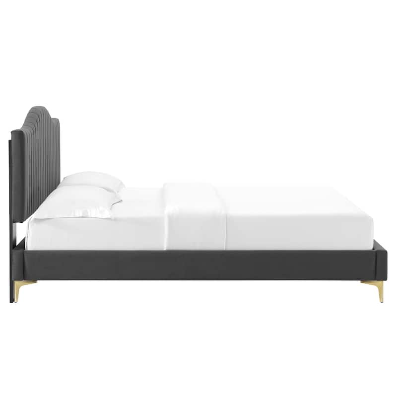 Juniper Channel Tufted Performance Velvet Queen Platform Bed