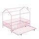 preview thumbnail 12 of 15, Contemporary Mordern Design Full Size House Platform Bed,Solid Metal Bed with Trundle,Semi-Enclosed Fence