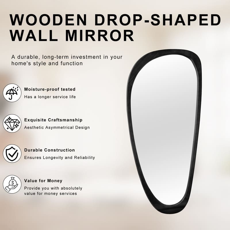 Irregular Mirror Asymmetrical Wood Wall Mirror