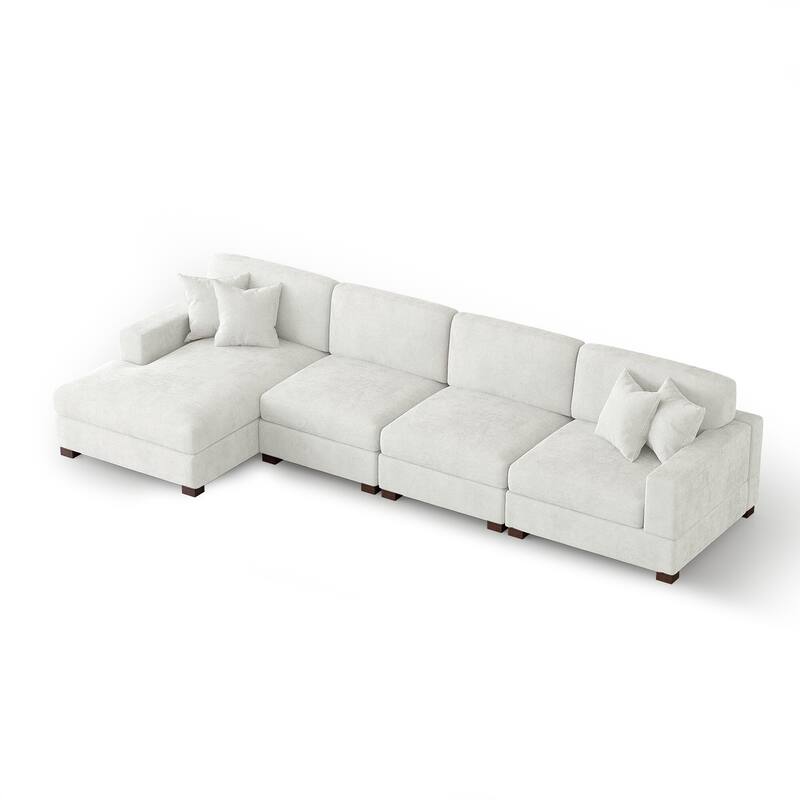 Oversized Modern Chenille L-shape Modular Sectional Sofa with Chaise