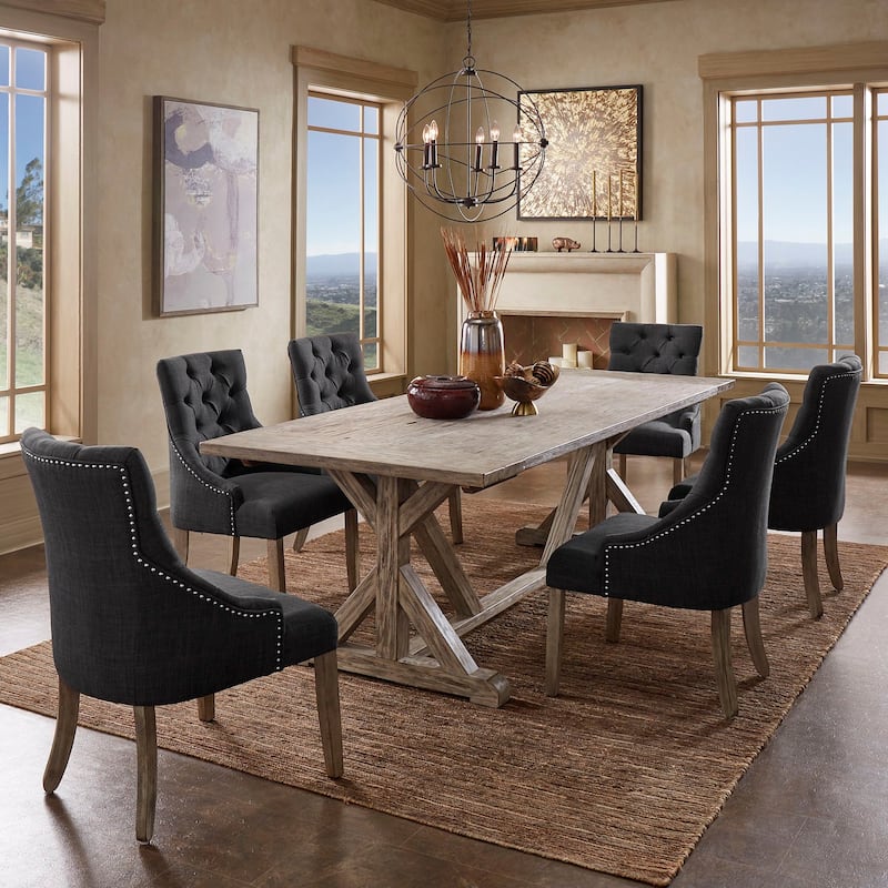 Paloma Antique Grey Reclaimed Wood Dining Set by iNSPIRE Q Artisan - Dark Grey