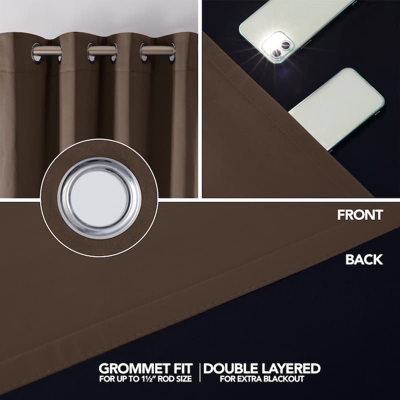 Deconovo 100 Percent Blackout Double Layers Lined Curtain (2 Panel)