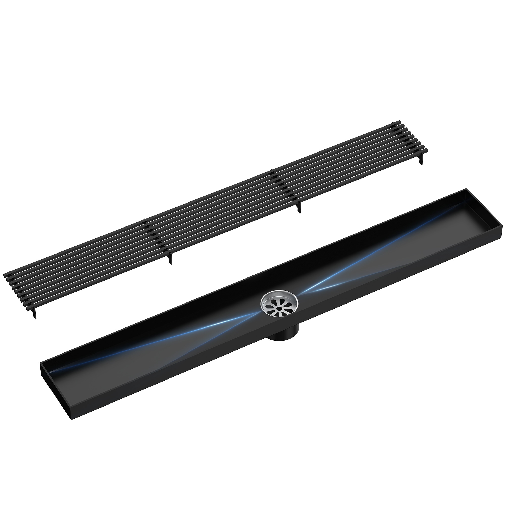 24" Stainless Steel Linear Shower Drain Floor Drain with Cover, Tile-In Pattern