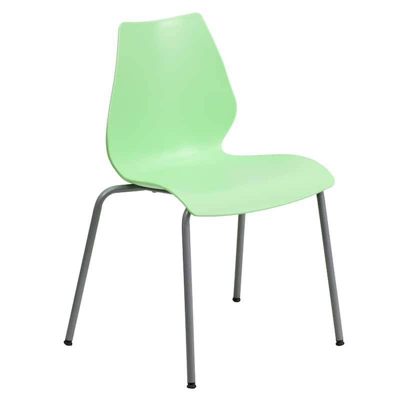 HERCULES Series Stack Chair with Lumbar Support and Silver Frame