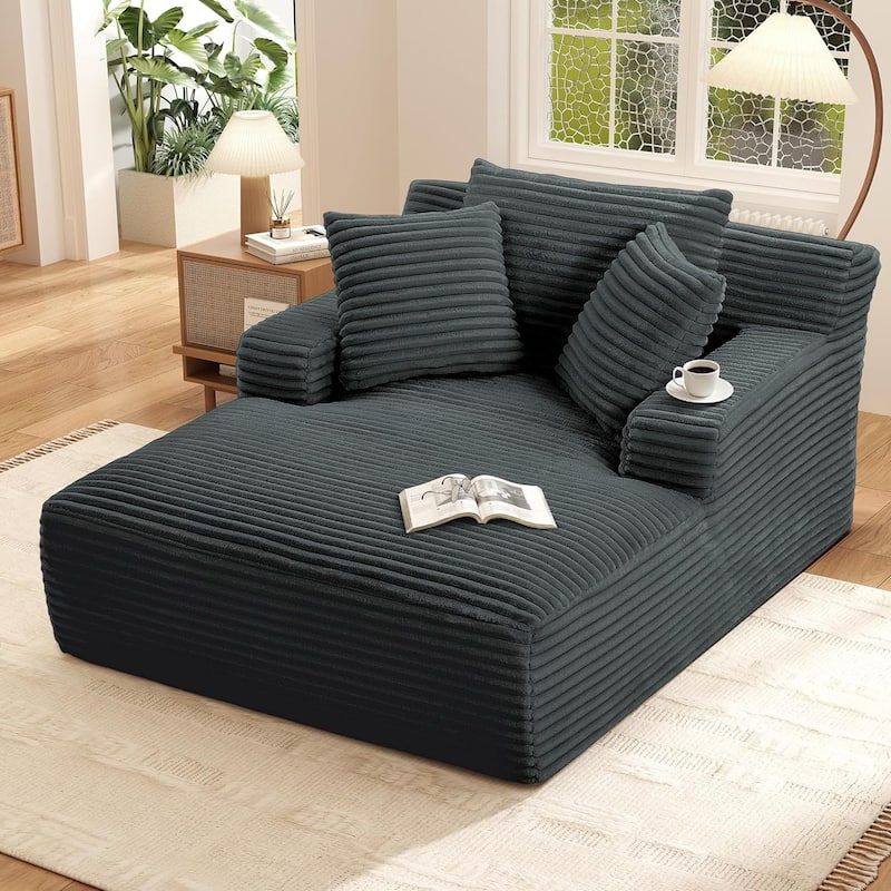 Rossetta Corduroy Upholstered Modern Oversized Chaise Lounge Chair