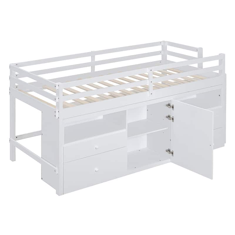 Kids Loft Bed with Storage Underneath - Twin