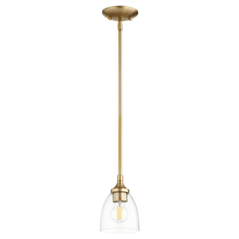Quorum International Enclave 6" Wide Mini Pendant - Aged Brass / Clear Seeded