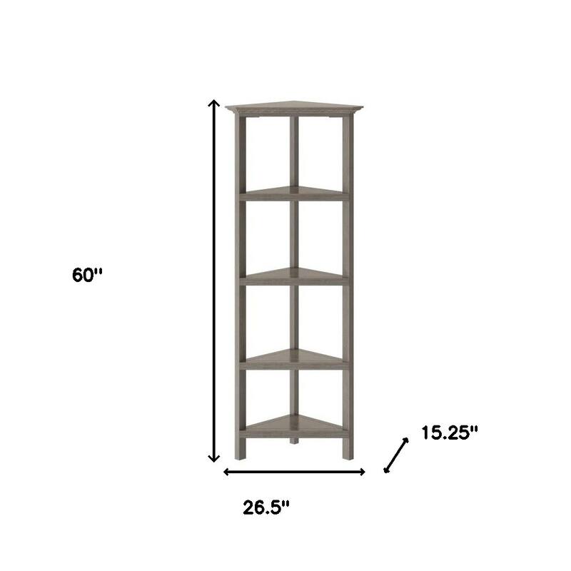 HomeRoots Gray Solid Wood Corner Bookcase