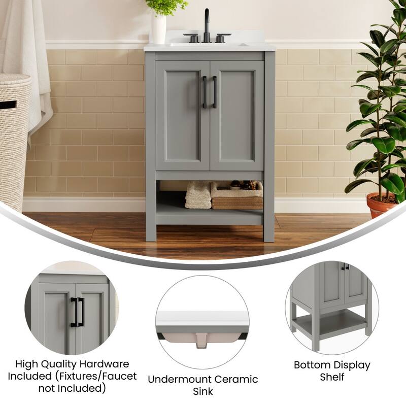 Bathroom Vanity with Undermount Sink and Open Storage Shelf