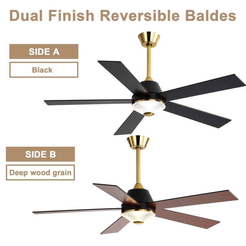 Bella Depot 52" Modern Ceiling Fan 6-Speed Reversible Fan with Remote Control