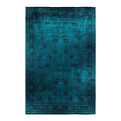 Overdyed, One-of-a-Kind Hand-Knotted Area Rug - Blue - 12' 2" x 18' 6"