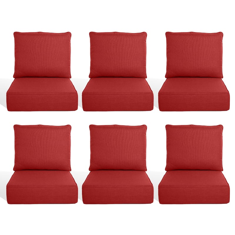 Pocassy 22"x24"x6" Inch Thick Cushions Pillows Indoor Outdoor Cushion 6 Set - Red Cushion