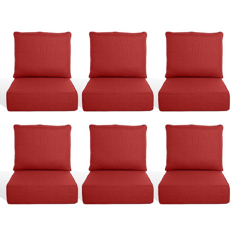Pocassy 22"x24"x6" Thick Cushions Pillows Indoor & Outdoor Cushion - 6 Set Seat & Back Cushion - Red Cushion
