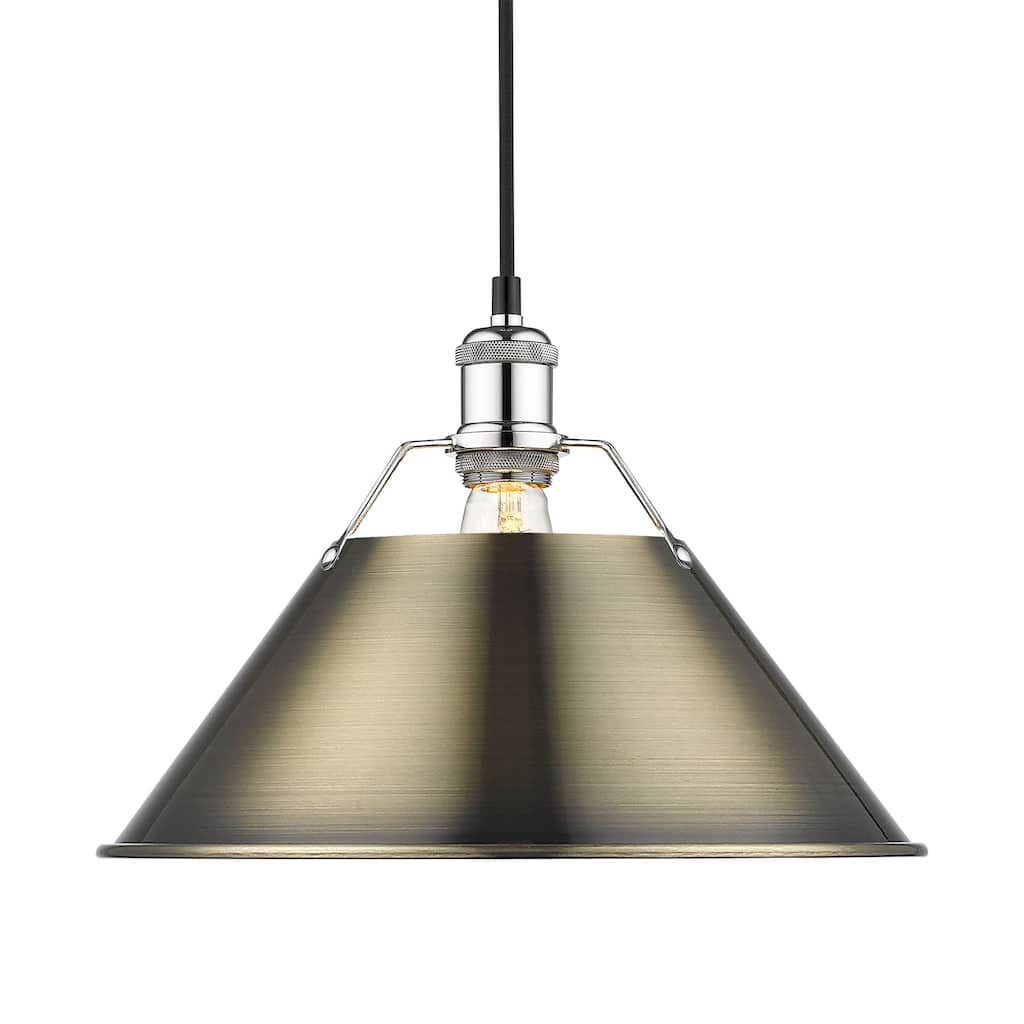 Yep by Golden Lighting Orwell 1-light 14in Pendant in Chrome and Aged Brass shade - Silver