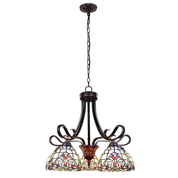 slide 2 of 8, Tiffany-Style Victorian-Design 5-light Dark Bronze Pendant