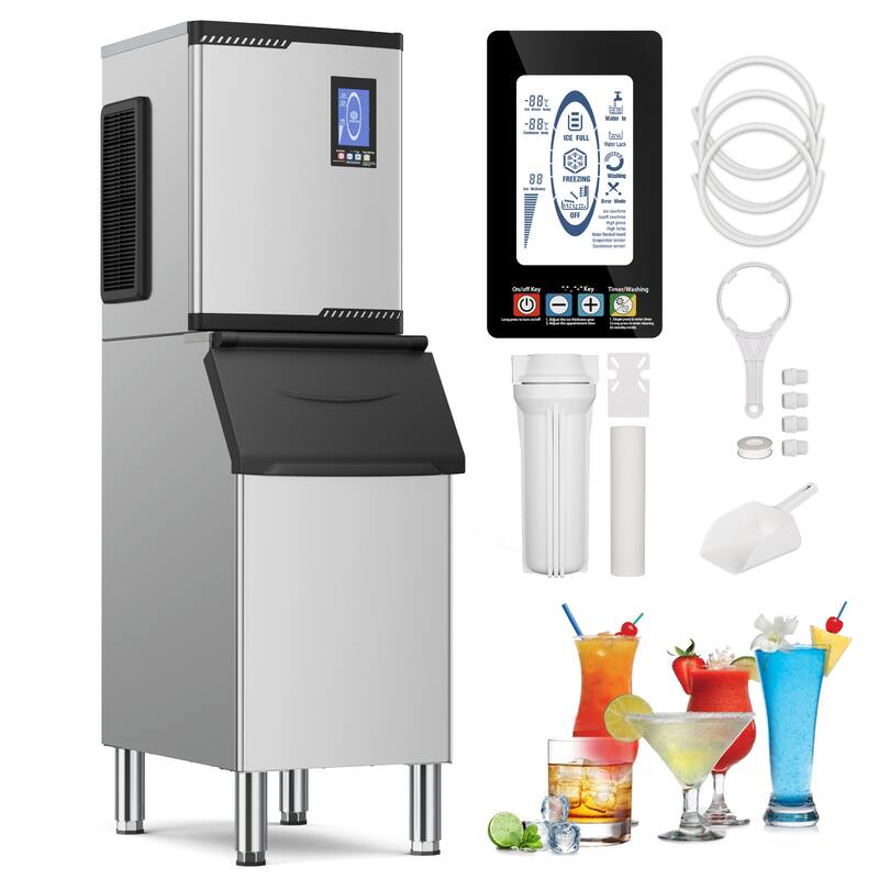 680 LBS/24H Commercial Ice Maker Machine with 560 LBS Storage Bin, Self-Cleaning - 680LBS/24H