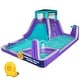 preview thumbnail 2 of 18, Sunny & Fun Four Corner Inflatable Water Slide Park Kids - Purple