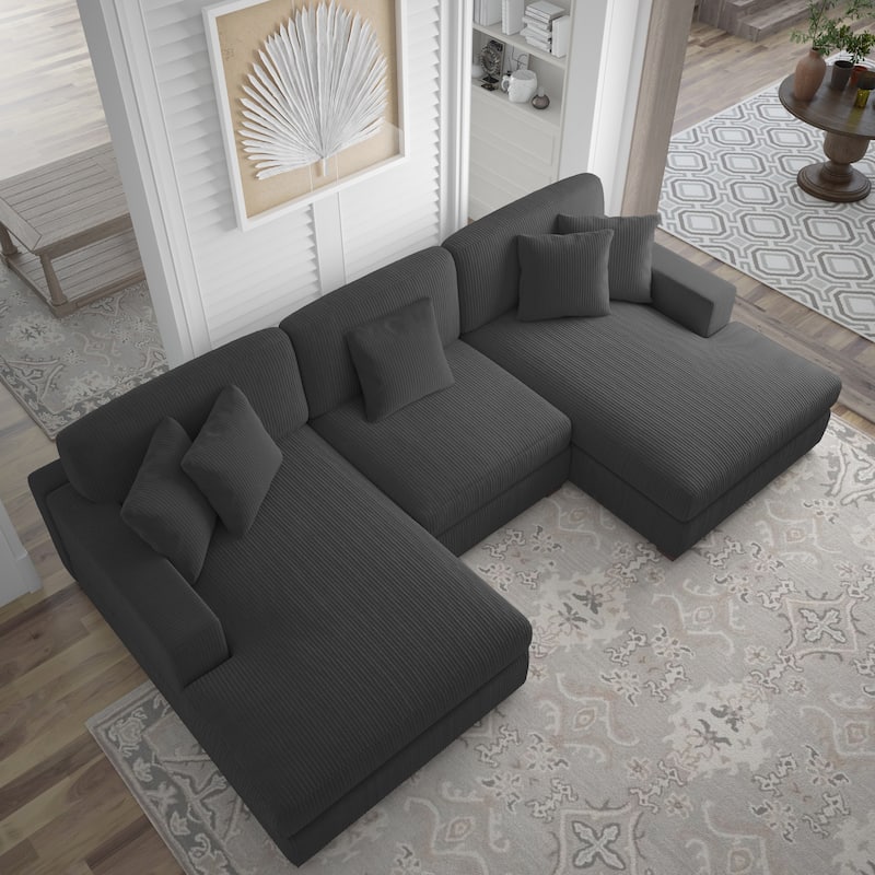 Corduroy Modular Couch Sectional Chaise Lounge Sofa