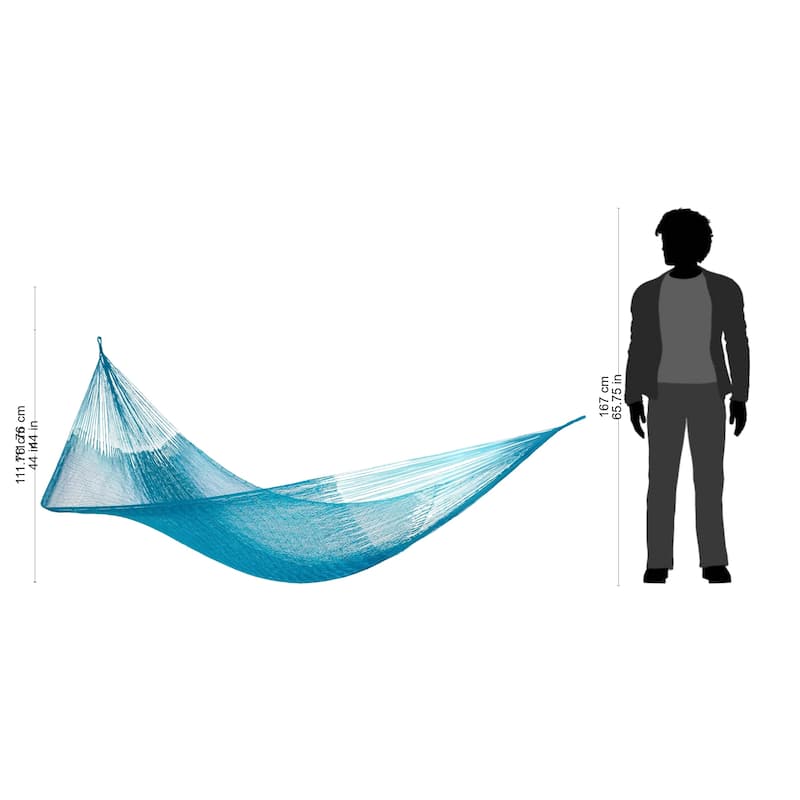 Nylon Rope Hammock, 'Teal Haven' - Single (Mexico)