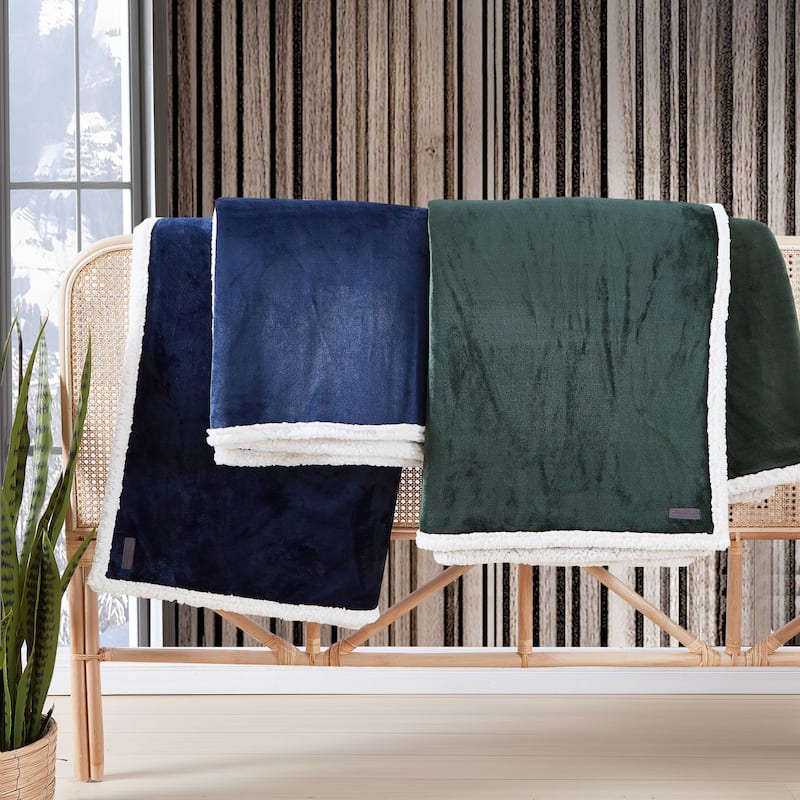 Eddie Bauer Solid Ultra Soft Plush/Sherpa Reversible Blanket
